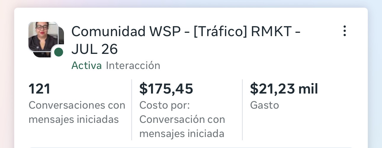 Captura de resultados: Leads a comunidad de WhatsApp